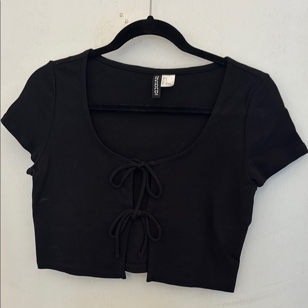 H&M Black Tie-Front Bodysuit